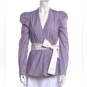 Beautiful Silvia Tcherassi Blue and Red Striped Wrap Blouse - like new - XS